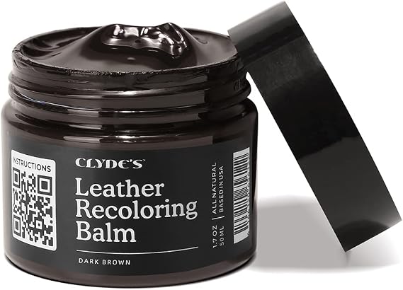Clyde's™ Leather Company Leather Recoloring Balm – Color Restore & Scratch Repair Kit for Faded Leather Furniture, Car S