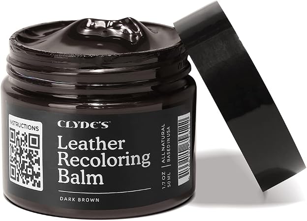 Clyde's™ Leather Company Leather Recoloring Balm – Color Restore & Scratch Repair Kit for Faded Leather Furniture, Car S