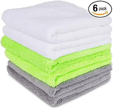 Liquid X Premium Professional Grade Microfiber Detailing Towels Ultra Thick & Super Plush - 16" x 16" (6 Pack)