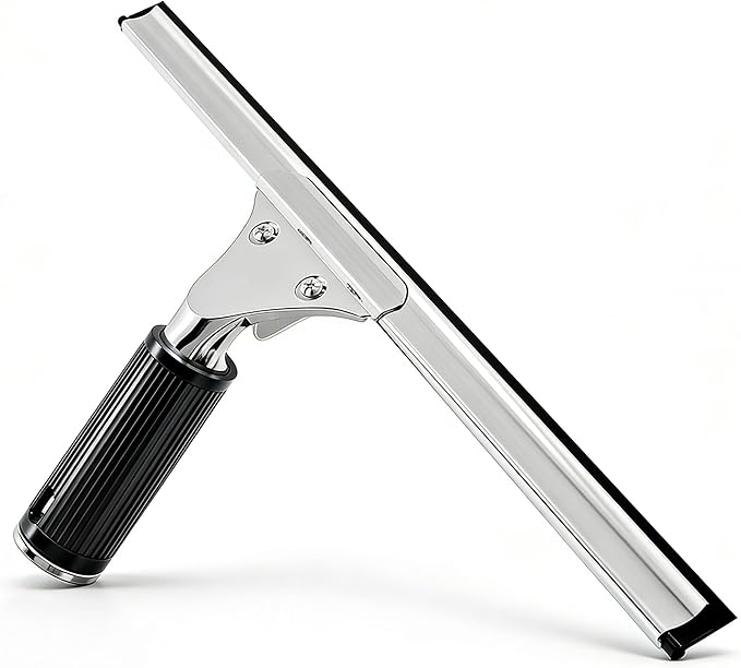 14-inch Squeegee for Shower Glass & Window Cleaning, Professional Stainless Steel Squeegee with Durable Handle for Streak-Free Glass, Mirror, Tile & All Smooth Surfaces