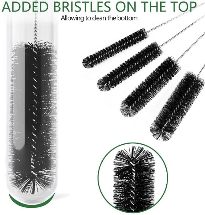 CiaraQ Bottle Cleaning Brushes, 9.8 Inch Nylon Tube Brush Set, Cleaner for Narrow Neck Bottles Cups with Hook, Set of 10pcs
