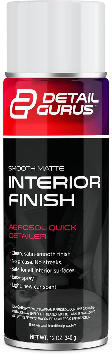 Detail Gurus Automotive Matte Interior Quick Detailer – Aerosol Spray for Smooth Matte Finishes – Streak-Free, Non-Greas