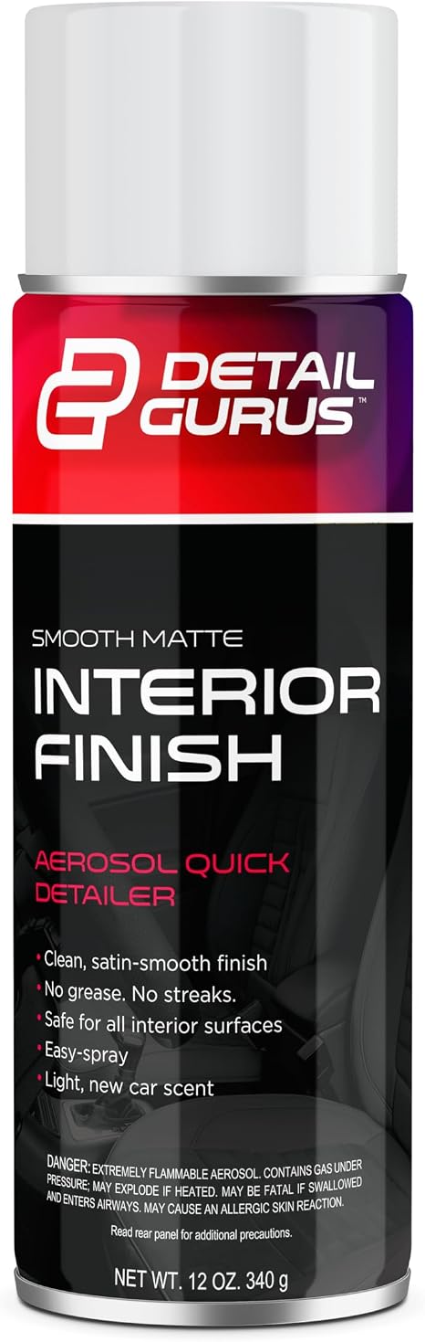 Detail Gurus Automotive Matte Interior Quick Detailer – Aerosol Spray for Smooth Matte Finishes – Streak-Free, Non-Greas