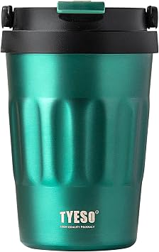 TYESO Stainless Steel Portable Tumbler with Flip Lid,Travel Mug with Concealed Carry Handle, Leakproof Insulated Coffee 