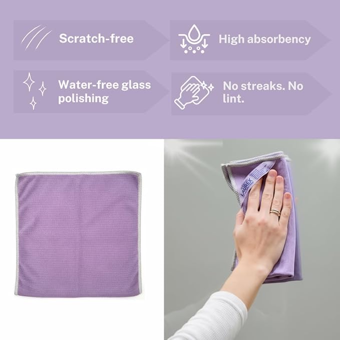 LAUREX Microfiber Window Cleaning Cloth, Streak-Free Glass & Mirror Towels, Lint-Free, Scratch-Free Reusable Cleaning Cloth, 2-Pack