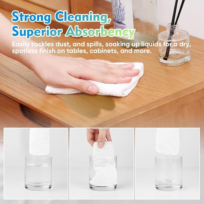 HOMEXCEL White Microfiber Cleaning Cloth 6 Pack 12.5 x 12.5 inch Microfiber Towels for Cars Ultra Absorbent Car Washing Cloth Lint Free Streak Free Cleaning Rags for Car Kitchen Window