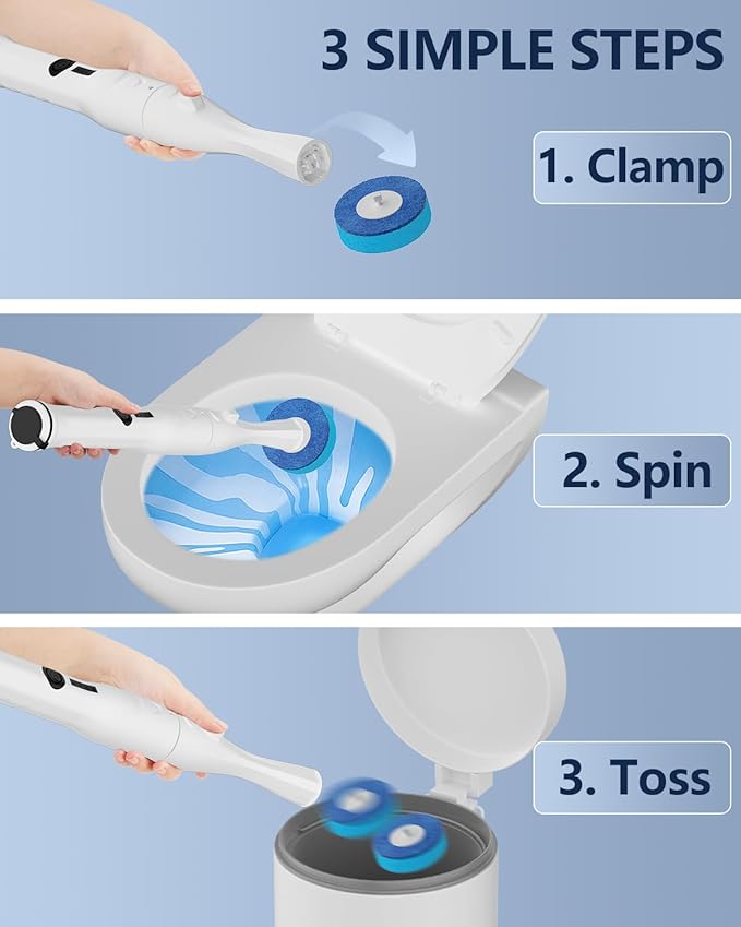 36PCS Disposable Toilet Brush Heads for Leebein HK-047 Electric Toilet Brush, 36 Wand Refills for Leebein Electric Toilet Bowl Cleaning Brush, 3 Layer Sponge Brush with Cleaner, Machine Not Included