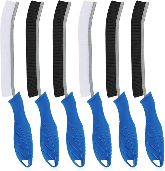 TQRR Hard Bristle Crevice Cleaning Brush-Thin Gap Scrub Brush, Small Cleaning Brush, Grout Brush, Kitchen Brush, Cleaning Tools for Toilet, Bathroom, Sink, Home, Household, Window (6, Lichen Blue)