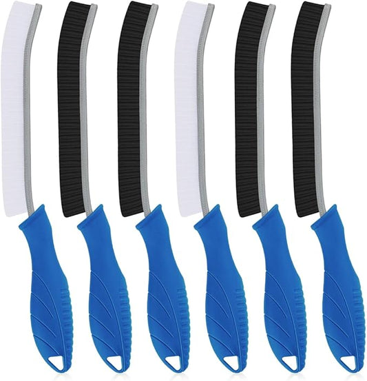 TQRR Hard Bristle Crevice Cleaning Brush-Thin Gap Scrub Brush, Small Cleaning Brush, Grout Brush, Kitchen Brush, Cleaning Tools for Toilet, Bathroom, Sink, Home, Household, Window (6, Lichen Blue)