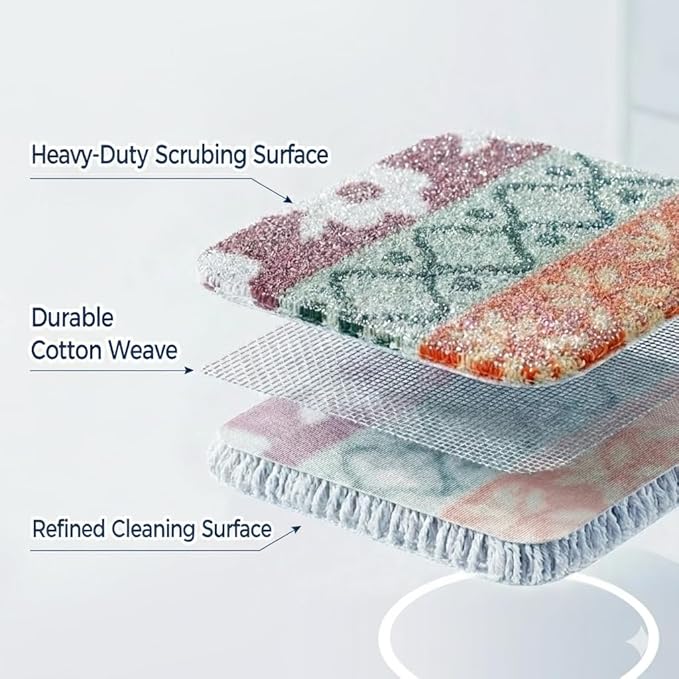 Amarelle GEN II Dish Washing Scrubbers (10-Pack), Made in Green Kitchen Scrubbers for Dishes, Non Scratch Pot & Pan Scrubber, Dual-Sided Heavy-Duty Scouring Pads, Reusable(Nordic Folk)