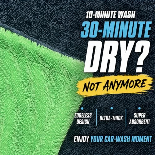 Car Drying Towel, Extra Large 48 x 24 Inch, 1400 GSM, Dual-Color