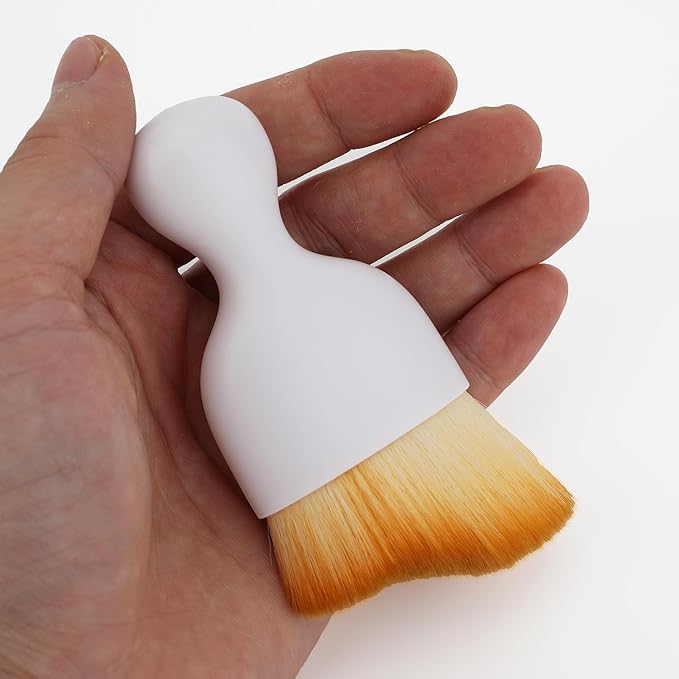 Car Detailing Brush, Soft Bristle Cleaning Brush, Scratch-Free Auto Duster Tool for Dashboard, Air Vents, Leather & Interior Cleaning (White&Brown with Cap)