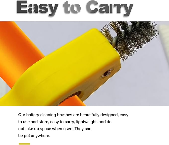 ZOKYUYS® 4 in 1 Car Battery Cleaning Brush, Anti-Corrosion Battery Terminals, Copper Pipes Cleaner Brush Tool, Universal for Automotive and Marine for Plumbing Installation Soldering Brazing (Yellow)