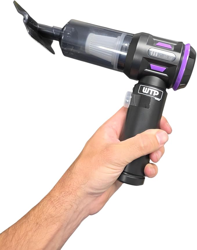 Portable Vacuum Cleaner, 2-in-1 Air Blower and Vacuum, 100W 80,000 RPM, Rechargeable, Gray and Purple, 3 x 200 mAh, Car Office Camping USB Charger