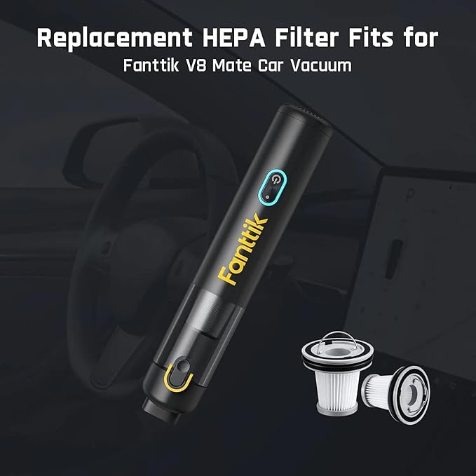 Fanttik 2-Pack Replacement HEPA Filter, Washable and Reusable Filter, Fits for Fanttik V8 Mate & V8 Apex & V9 Mix & V10 Mix & Slim V10 Apex Car Vacuum (AV8001)