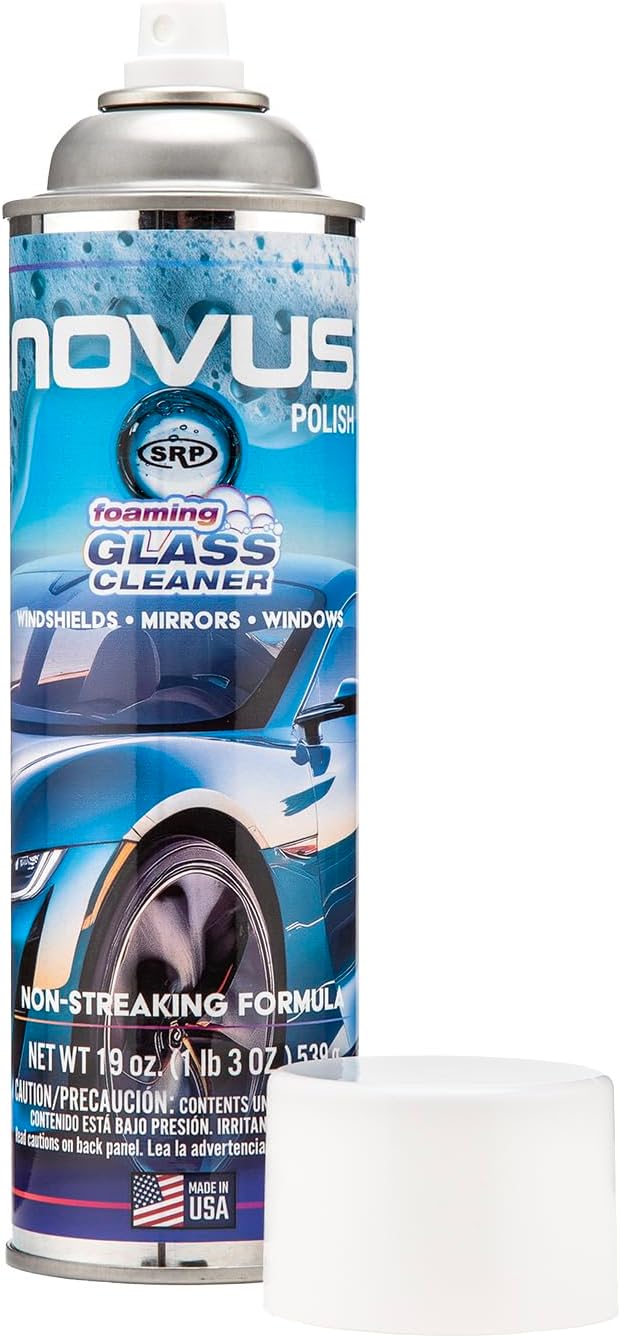 NOVUS 1802 | Glass Cleaner Spray | Powerful Foaming Glass Cleaner, Streak-Free Shine for Home and Auto | Safe for All Glass Surfaces - 19 Ounces (12 Pack)