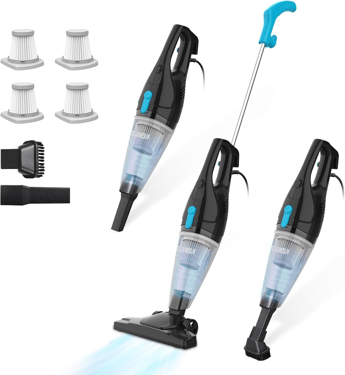 Lightweight Corded Stick Vacuum, 4-in-1 Handheld Small Vacuum with 4 HEPAS