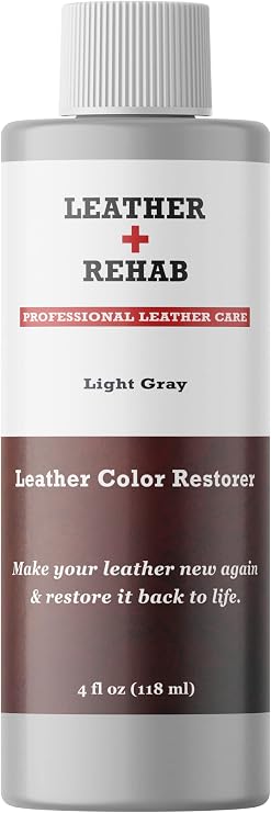 Leather Color Restorer - Light Gray - Repair Couch, Car Seat, Furniture, Sofa, Purse and Vinyl - 4 oz.