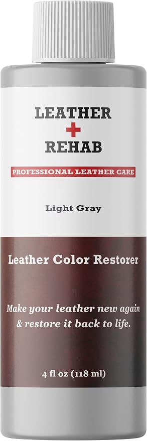 Leather Color Restorer - Light Gray - Repair Couch, Car Seat, Furniture, Sofa, Purse and Vinyl - 4 oz.