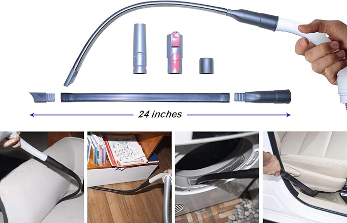 Dryer Vent Cleaner Kit & Refrigerator Condenser Coil Brush-Dryer Lint Brush Vent Trap Cleaner-Vacuum Attachment for Small Crevice-Dryer Cleaner Brush