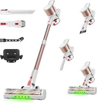 Cordless Vacuum Cleaner, 500W/40Kpa Vacuum Cleaners for Home, Stick Vacuum Cordless with LED Display, Anti-Tangle & Wall