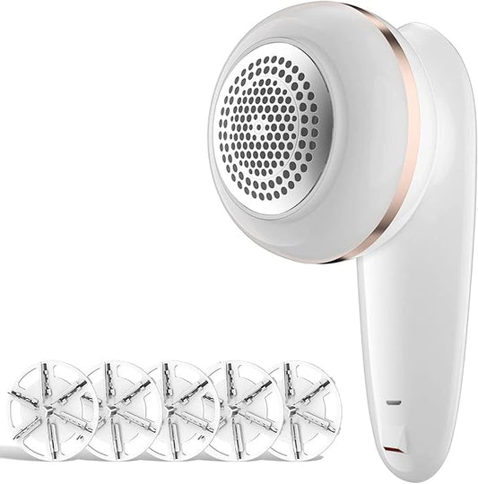 Sweater Fabric Shaver, ailyfu Rechargeable Electric Lint Remover with 6-Leaf Blades and Replaceable Stainless Steel Blade for Clothes, Sweater, Couch, Blanket, Curtain, Socks, Wool, Cashmere(Gold) …