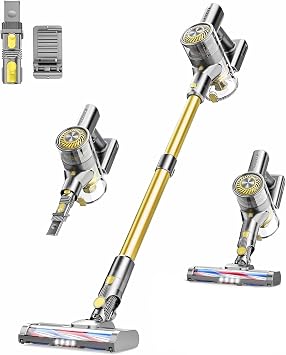 Cordless Vacuum Cleaner, 6 in 1 Lightweight Stick Vacuum with Rechargeable Battery, Handheld Conversion, LED Headlights 