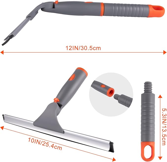 10" Swivel Window Cleaning Squeegee, All-Purpose Anti-Slip Window Squeegee with 2 Blades, Window Cleaner Tool Bathroom Squeegee for Shower Doors, Tile Shower Walls，Mirrors,Car Windshields