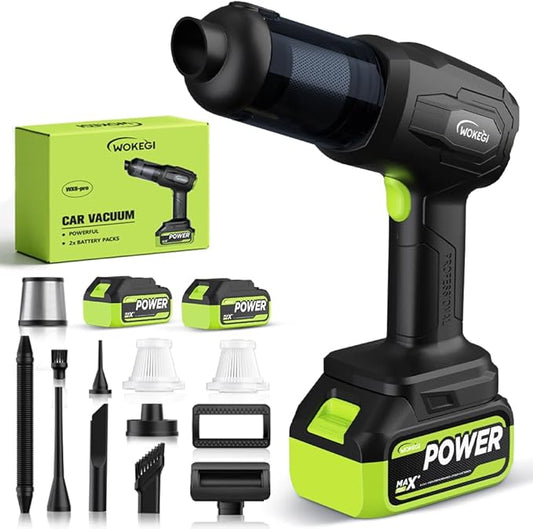 Cordless Car Vacuum Cleaner, 35000pa Powerful Handheld Vacuum & Air Duster with 2 Batteries, Portable Rechargeable Vacuum for Car Detailing, Pet Hair, Home & Office(Green)