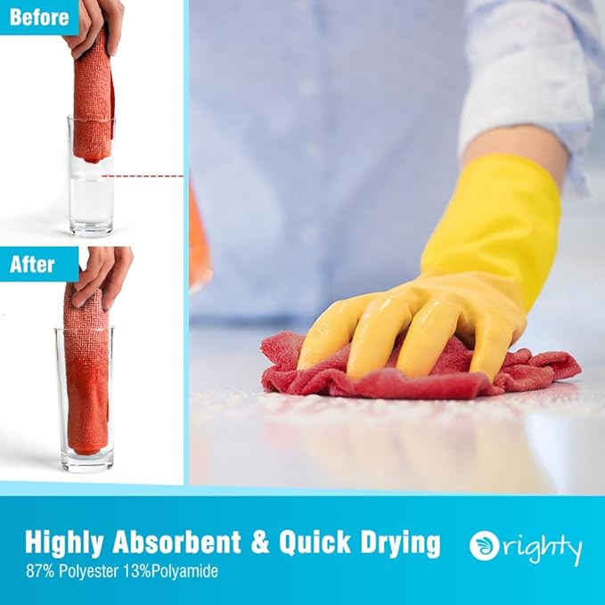 Orighty Microfiber Cleaning Cloth, 400 Pack Highly Absorbent Cleaning Rags, Household Cleaning Supplies, Reusable Microfiber Towels Lint Free Cloths for House, Kitchen, Car Care, 12x11 inch, Red