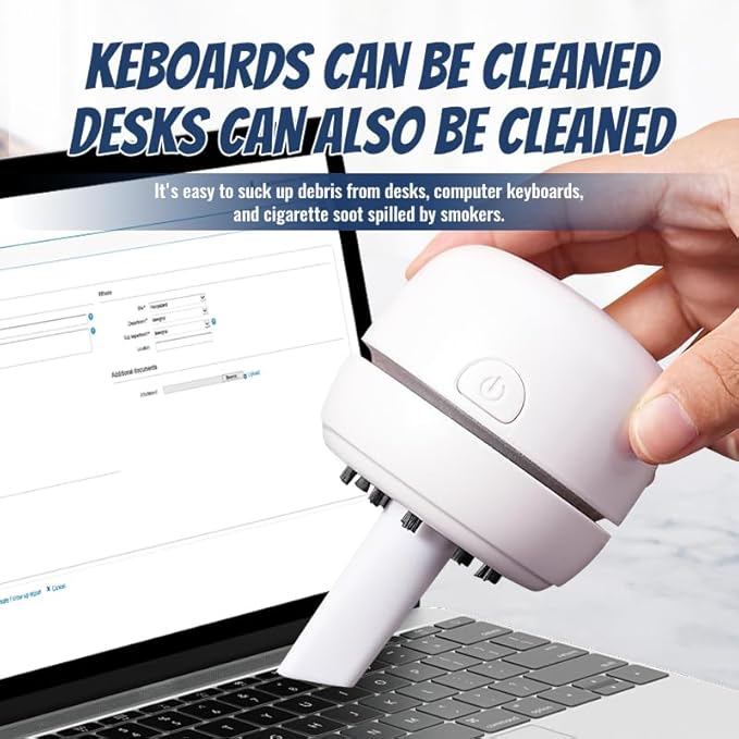 Desktop Vacuum Cleaner USB Charging with Vacuum Nozzle Cleaning Brush, cuteofficedeskaccessories Detachable Design & Portable Mini Table Dust Vaccum Cleaner Crumbs,