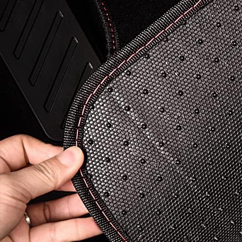 Rainbow Waterproof Universal Fit Faux Leather Car Carpet- Anti-Slip Nibbed Backing Floor Mats for SUV, Vans,Sedans,Trucks, Automotive Set of 4 for Women (Black with Red)