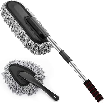 2 PCS Microfiber Car Dusters, Scratch Free Auto Exterior Dust Brust Set with Extendable Duster, Multipurpose Soft Brushe