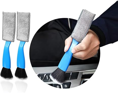 Ziciner 2 PCS Double Head Brush for Car Clean, Soft Auto Interior Duster Detailing Brushes, Universal Vehicle Dashboard 