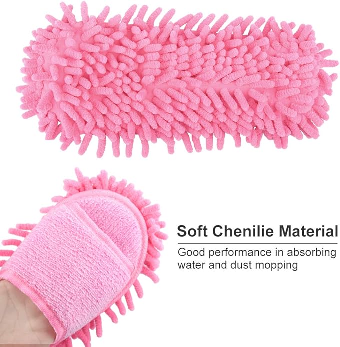 Microfiber Slippers Floor Cleaning Mop Men and Women House Dusting Slippers Floor Cleaning Tool (pink)