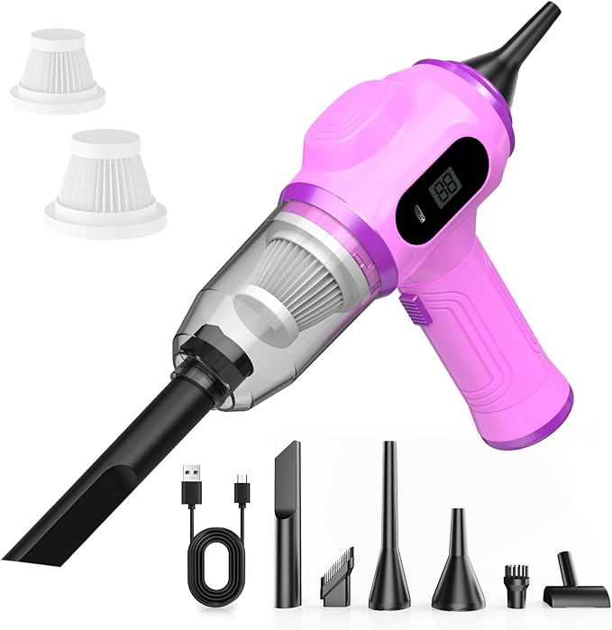 Portable Car Vacuum Cordless Mini Handheld Vacuums Cleaner Rechargeable with LCD Display and Multi-Nozzles, High Power Hand held Cleaners for Car, Home, Office, Sofa, Pet Hair,Keyboard