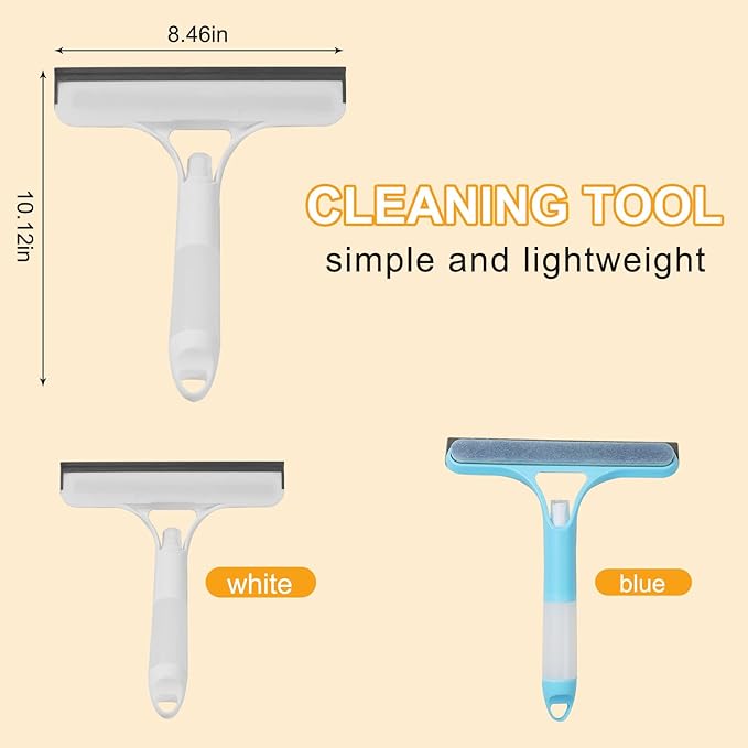 Pro 3 in 1 Window Cleaning Scraper with 2 Replaceable Cleaning Cotton Strips, 3 in 1 Spray Squeegee, Window Squeegee, Suitable for Cleaning Bathroom Glass, Mirrors, Car Windows (Blue)