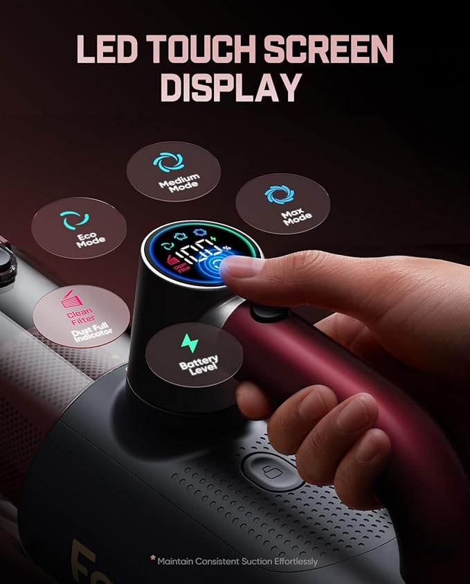 Fanttik Cruise V11 APEX Handheld Vacuum Cordless, 4-in-1 Vacuum Cleaner with AxLoop 180° Rotatable Handle, 145W Brushless Motor, LED Touch Screen, 3 Suction Modes for Home Corners, Kitchen, Crevices