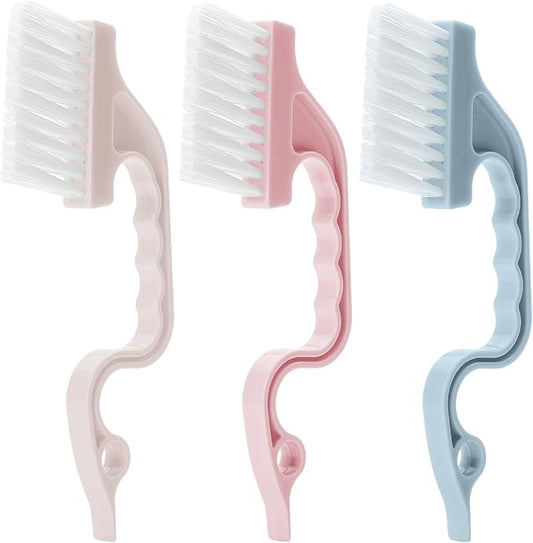 Slick- Window Track Cleaning Brush, 3 Pack, Colorful Ergonomic Handle, Built-in Scraper, Multipurpose, Window Track Cleaning Tools