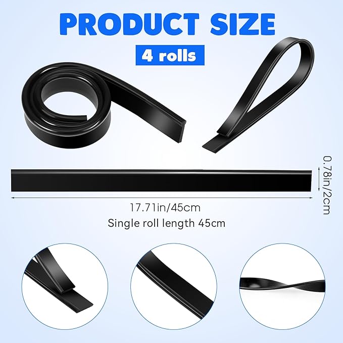 4Pcs 18 Inch Squeegee Replacement Rubber Blade Refill for Windows & Glass Shower Doors