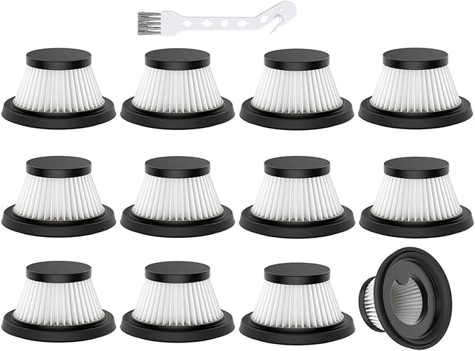 12 Pack Vacuum Filter Replacement Compatible with Compact Cordless Vacuum Cleaner as Seen on TV, Washable and Reusable Vac Replacement Parts