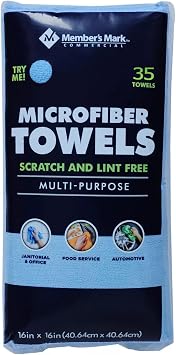 Member's Mark Microfiber Cleaning Towels for Home, Kitchen, Car, Window (16" x 16".) (35 Ct, Blue)
