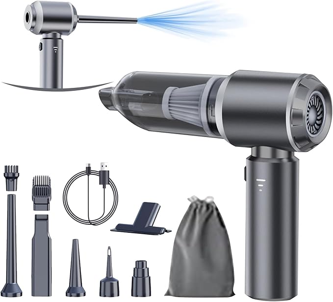 houscly Car Vacuum Portable Cordless 20000PA High Power 4-in-1 Compressed Air Duster & Air Blower & Pump Hand Held Vacuum with Brushless Motor for Car, Home, Office,Camping Ideal Gifts for Men & Women