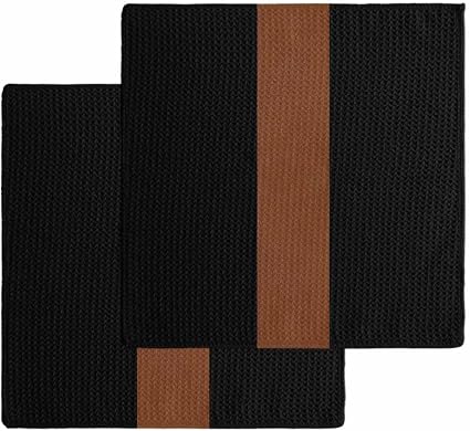 DecorLovee Black Brown Kitchen Towels Set of 2, Waffle Microfiber Towels Cleaning, Absorbent Dish Towels Cloths Decorati