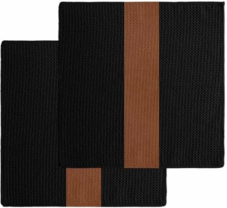 DecorLovee Black Brown Kitchen Towels Set of 2, Waffle Microfiber Towels Cleaning, Absorbent Dish Towels Cloths Decorati