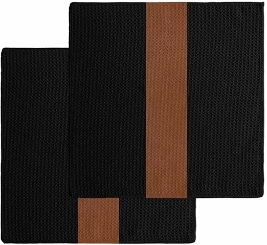 DecorLovee Black Brown Kitchen Towels Set of 2, Waffle Microfiber Towels Cleaning, Absorbent Dish Towels Cloths Decorati