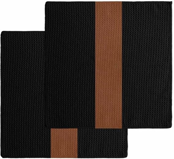 DecorLovee Black Brown Kitchen Towels Set of 2, Waffle Microfiber Towels Cleaning, Absorbent Dish Towels Cloths Decorati