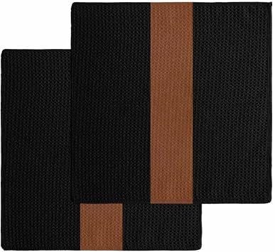DecorLovee Black Brown Kitchen Towels Set of 2, Waffle Microfiber Towels Cleaning, Absorbent Dish Towels Cloths Decorati