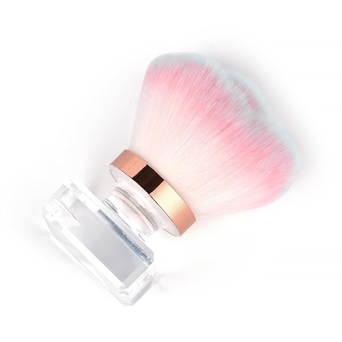 KADS Nail Dust Brush Makeup Brush Flower Shape Crystal Base Nail Cleaning Brush Manicure Pedciure Brush Tool (Pink Flower Shape)