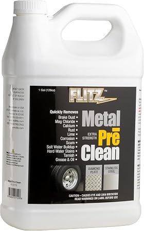 FLITZ Metal Pre-Clean - 1 Gallon of USA-Made Stainless Steel Cleaner - Works on Aluminum, Brass, Copper, & More - Tarnis
